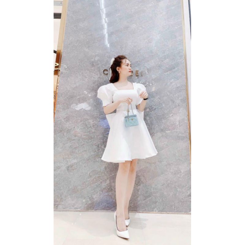 Đầm dự tiệc trắng xòe nơ lưng to Cindy Ngắn | BigBuy360 - bigbuy360.vn