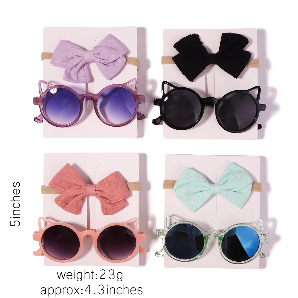 Set 2 món KIDSBOWS băng đô nơ và mắt kính mắt mèo xinh xắn thời trang