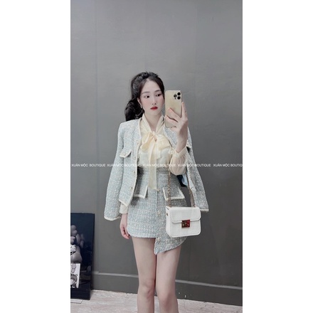 [ 𝐅𝐑𝐄𝐄 𝐒𝐇𝐈𝐏 ] SÉT DẠ XANH TÚI NẮP VIỀN DÂY DỆT CÚC ĐỒNG MIX CV LỆCH Ạ