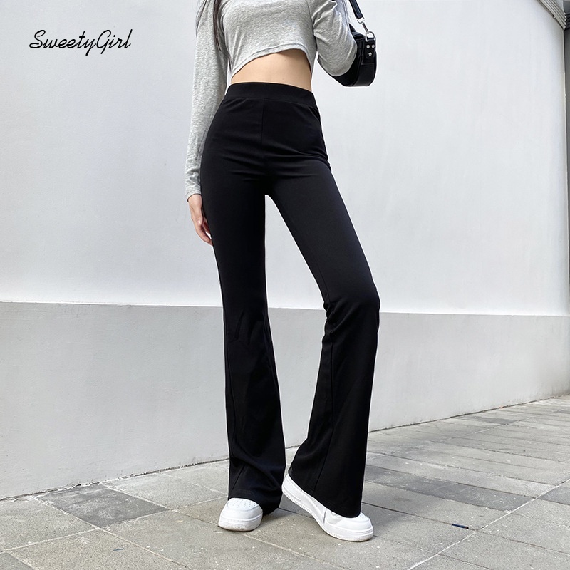 Quần dài ôm ống loe eo cao phù hợp mặc hằng ngày dành cho nữ