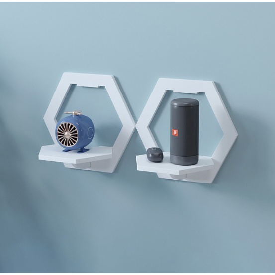 Kệ trang trí tường hình lục giác,  để lọ hoa, đồ decor phòng rất đẹp tặng kèm phụ kiện