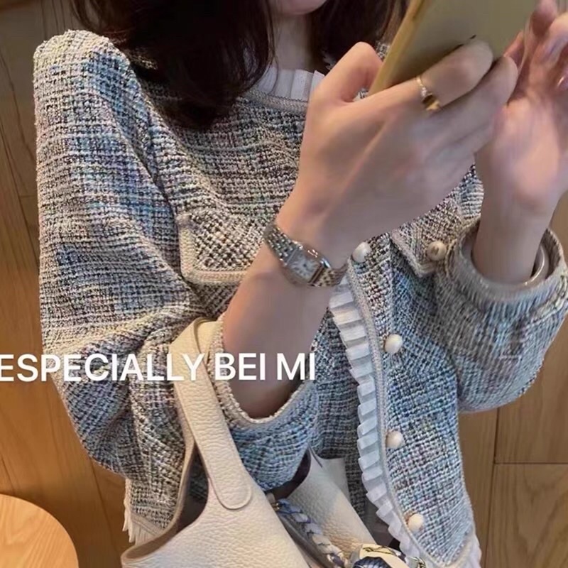 Áo dạ Tweets viền bèo dáng ngắn siêu xinh