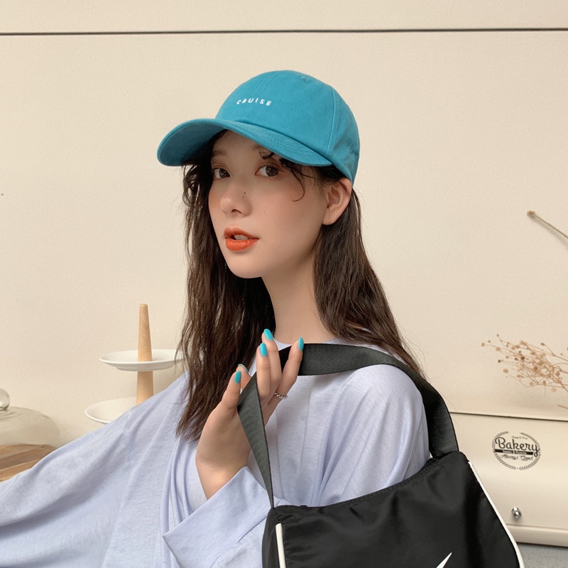 Mũ lưỡi trai chất liệu cotton thêu chữ phong cách Hàn Quốc nhiều màu sắc thời trang