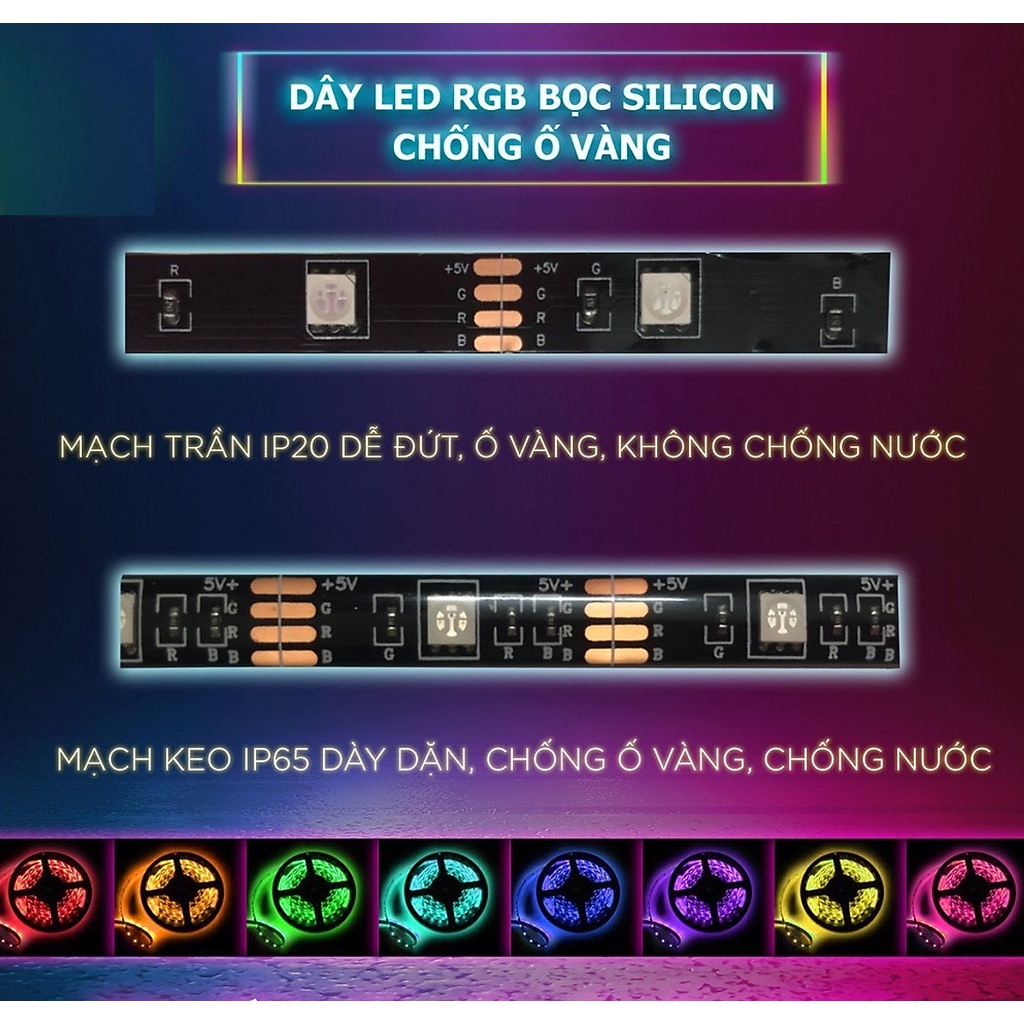 Đèn LED tiktok, đèn LED DC5V RGB kết nối Bluetooth loại 5M Trang Trí Decor Phòng, đổi màu theo nhạc