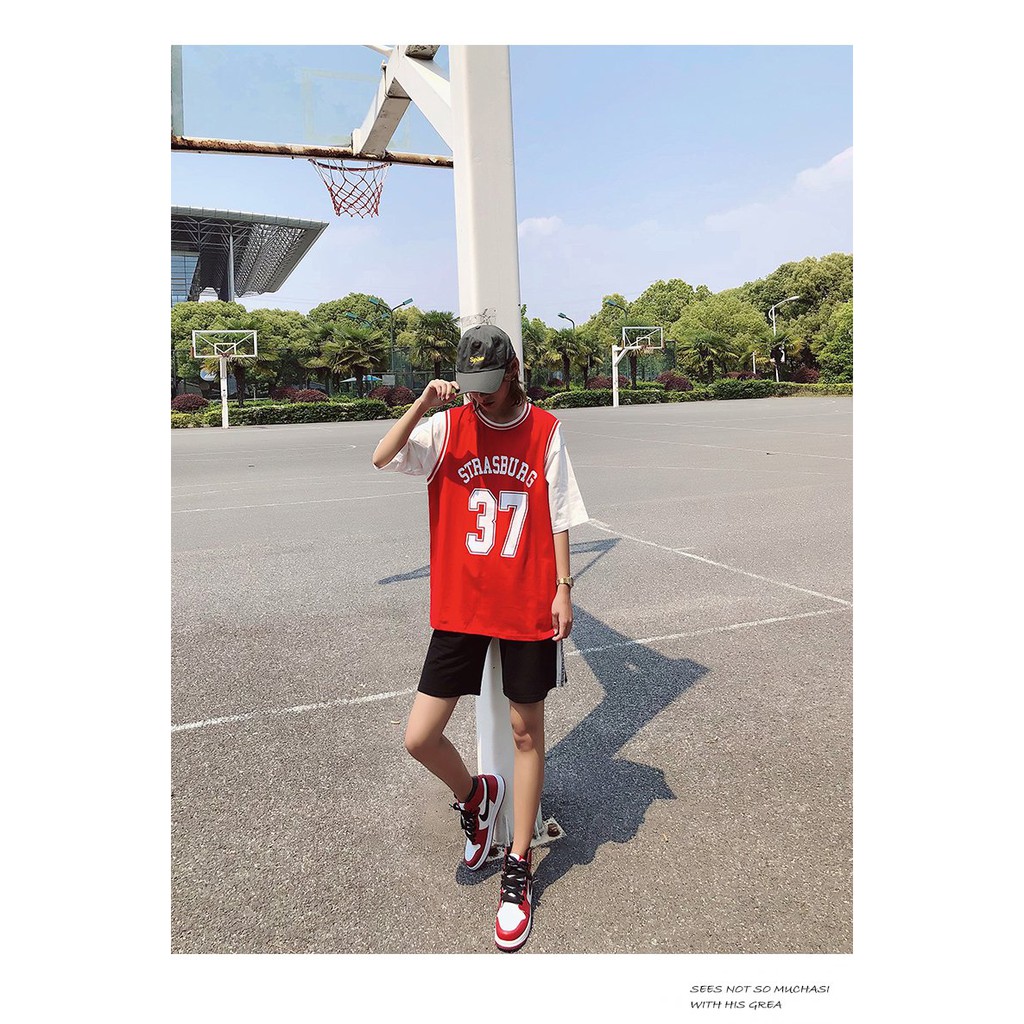 Áo thun nam nữ unisex dáng dấu quần phối tay số 37 trẻ trung cá tính/ Áo thể thao form rộng tay lỡ thời trang hàn quốc | BigBuy360 - bigbuy360.vn