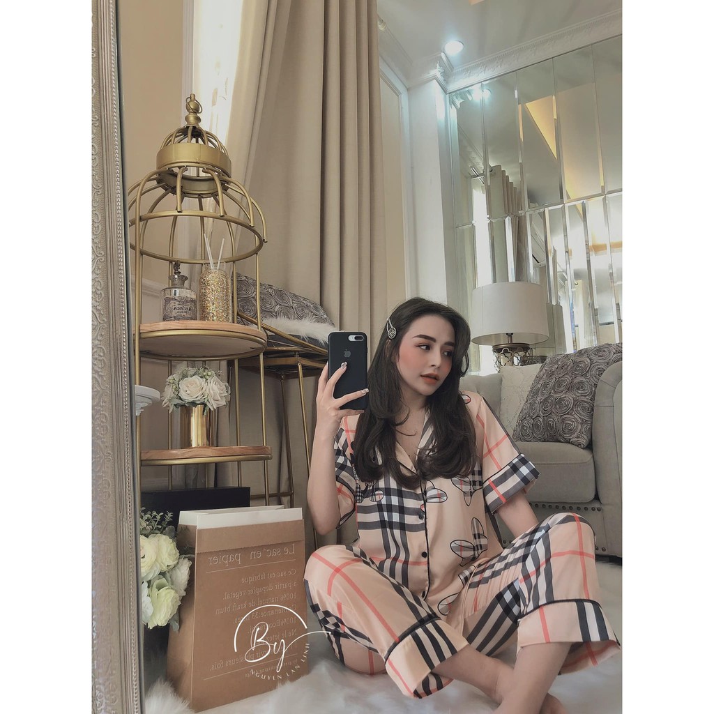 Bộ Ngủ Lụa Áo cộc + quần dài mới (kèm ảnh thật,video) | BigBuy360 - bigbuy360.vn