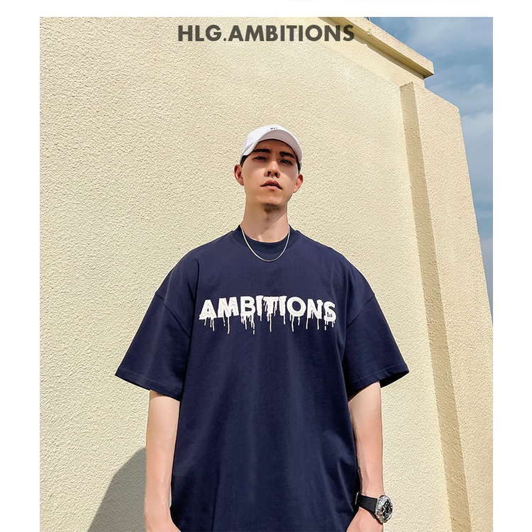 Áo phông nam cổ tròn AMB Phối chữ chảy huyền bí cao cấp  - Cotton thoáng mát thoải mái đường phố Mỹ