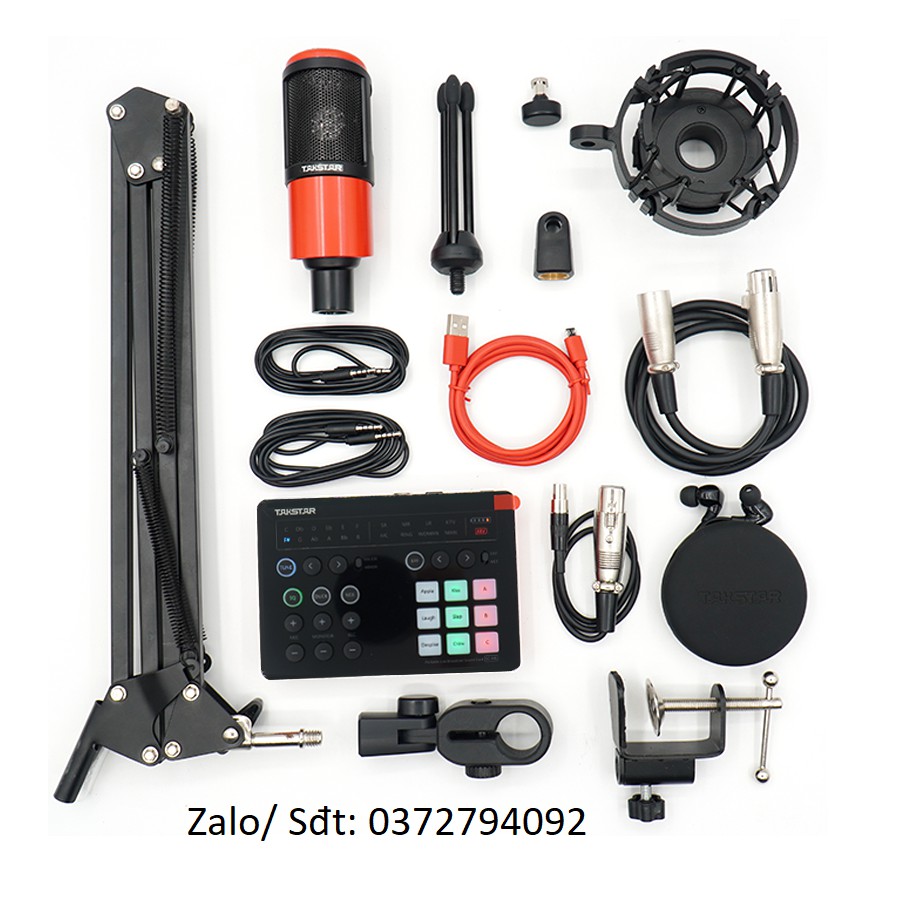 Combo bộ TAKSTAR Mic Thu âm Hát Karaoke Livestream online Soudcard SC M1 micro thu âm PC K320 tặng dây tai nghe