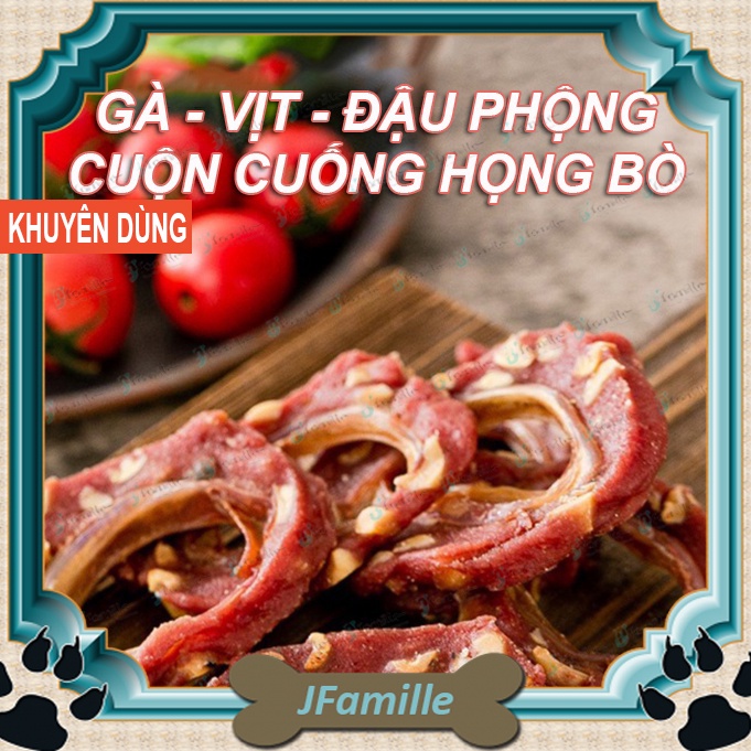 Treat thưởng dành cho chó JFamille. Snack 3in1 Gà Vịt Cuống họng Bò. Giàu dinh dưỡng, sạch răng. JF182