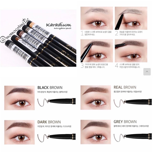 Chì kẻ mày Karadium Flat Eyebrown Pencil 2 đầu 01 02 03 04 05