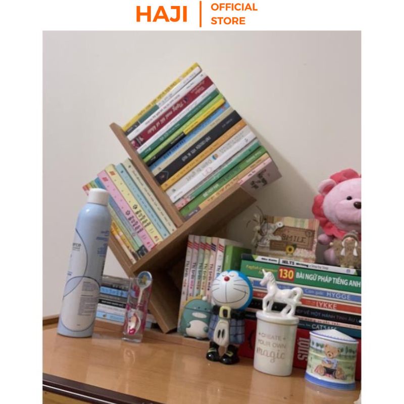 Kệ sách gỗ mini để bàn hình cây tạo điểm nhấn HAJI A113