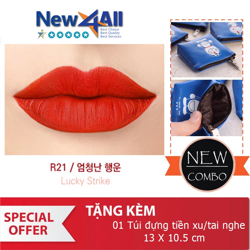 [Red Limited Edition] Agapan R21 Pit A Pat Mattle Lipstick + tặng ví đựng tiền họa tiết Doreamon