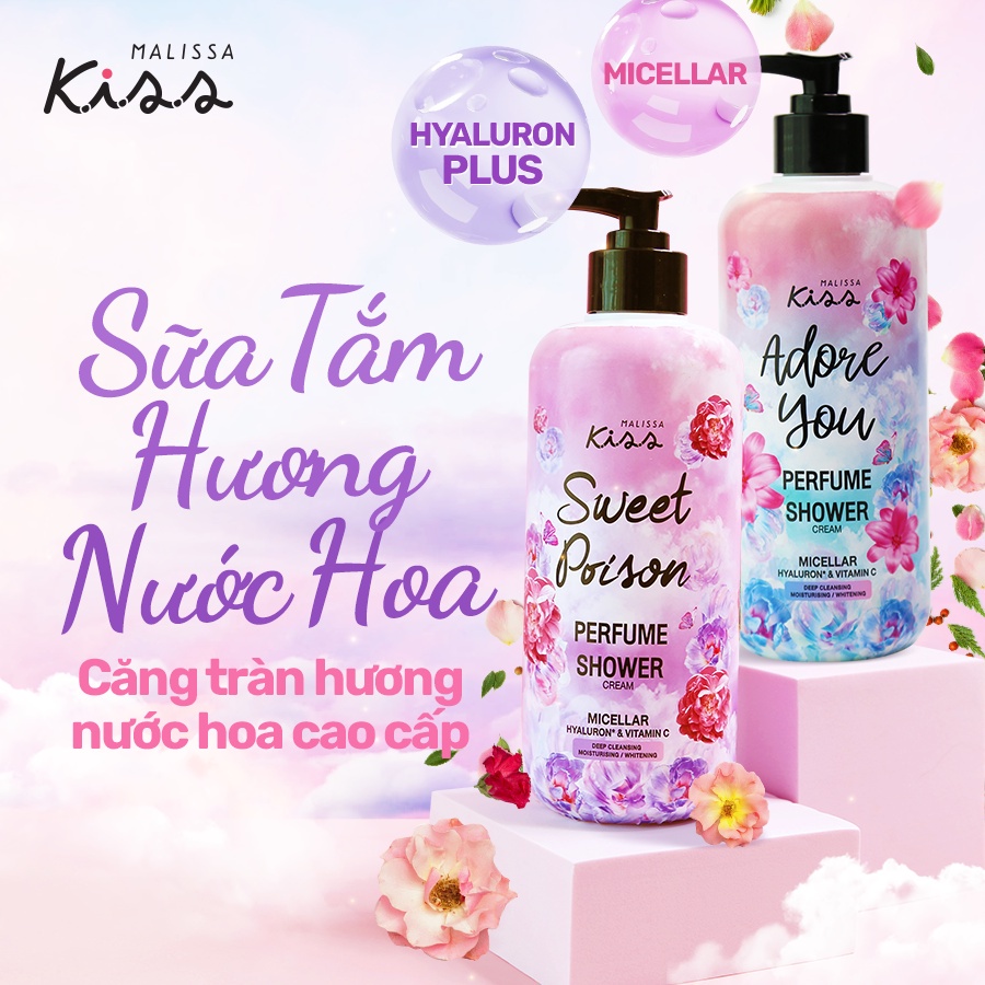 Sữa Tắm Sạch Sâu Hương Nước Hoa Malissa Kiss Perfume Shower Cream 350ml