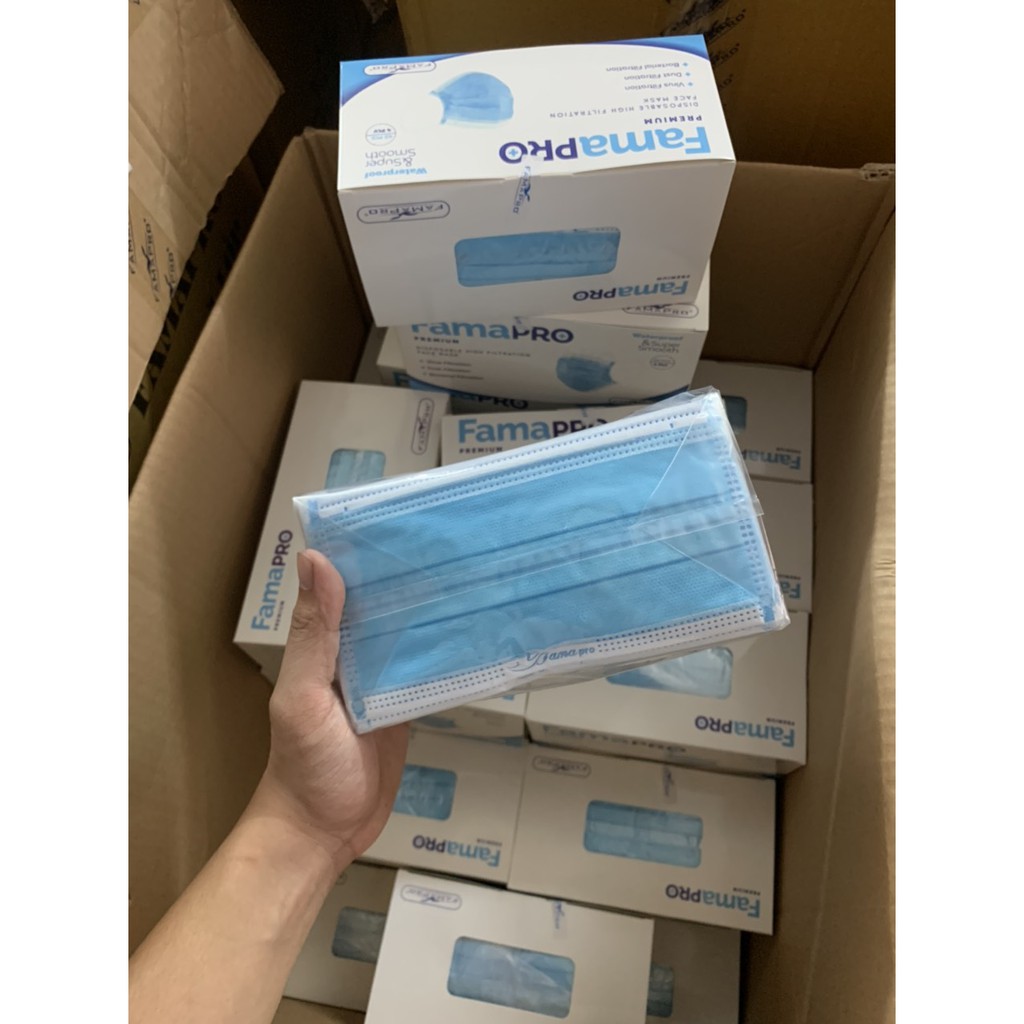 [PREMIUM - HỘP 40 CÁI] Khẩu trang y tế cao cấp 4 lớp kháng khuẩn Famapro PREMIUM (40 cái / hộp)