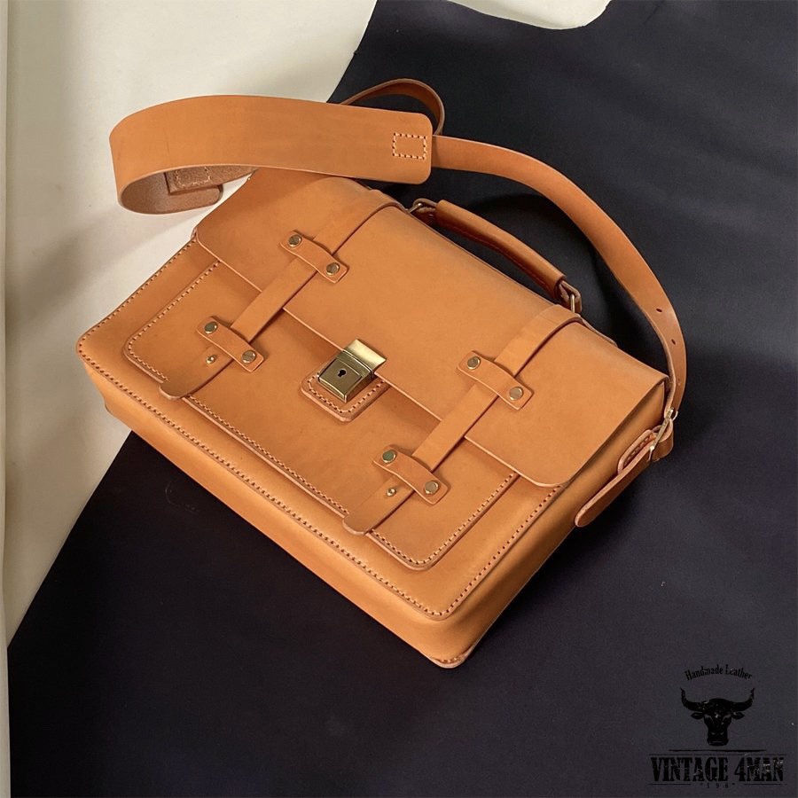 Cặp da vintage handmade [DA THẬT] | BigBuy360 - bigbuy360.vn