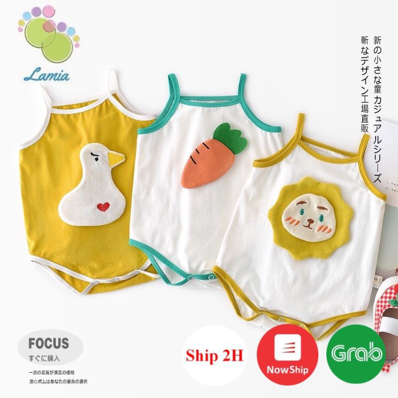 Bodysuit/ Body Chíp 2 Dây - Bộ Áo Liền Quần Hoạ Tiết Hoạt Hình Đáng Yêu Cho Bé