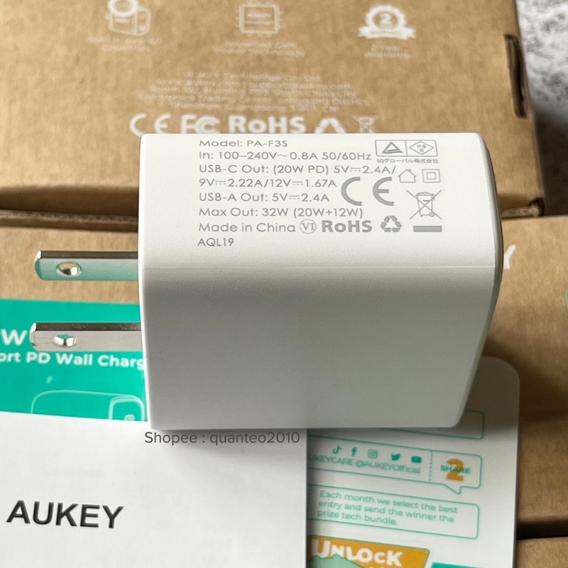 Củ Sạc Aukey PA-F3S 32W/Aukey PA-D3 60W 1A1C
