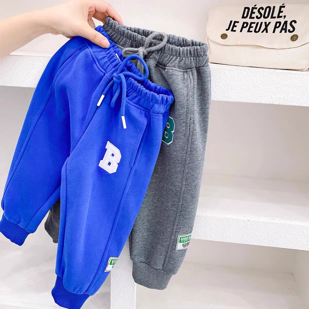 Quần dài Nỉ bông Hàn dáng jogger siêu mềm đẹp cho bé trai 8-28kg