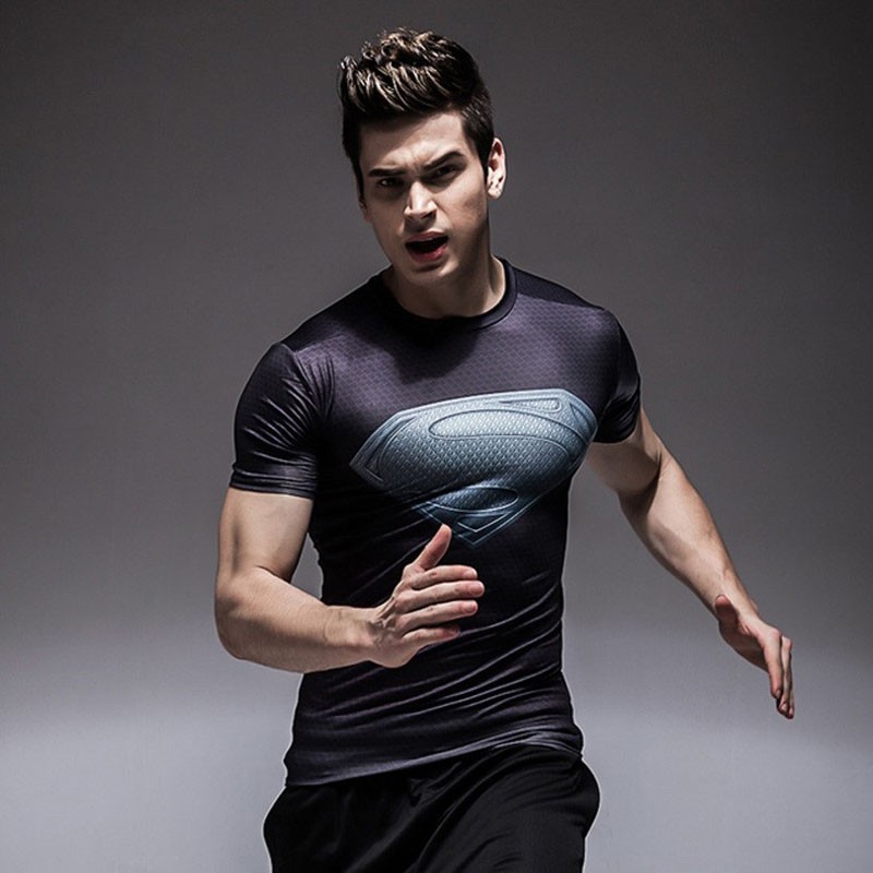 New Brand Summer Fashion Casual Captain America T-shirt Fitness Compression T-shirt Men's Short Sleeve 3d Workout Top