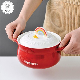 Bát ăn dặm gốm sứ,bát tô sứ 850ml cầu vồng đỏ - sẵn hàng - giao luôn