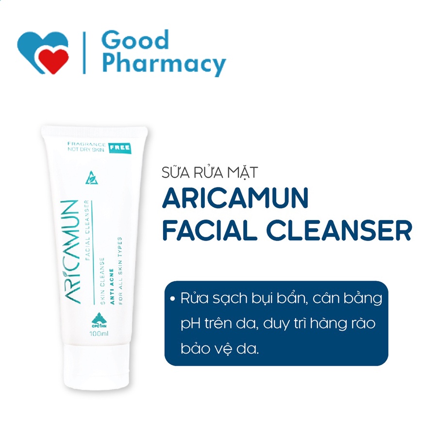 Aricamun Facial Cleanser - Sữa rửa mặt không xà phòng làm sạch, dưỡng ẩm, dịu nhẹ cho mọi loại da (mụn, nhạy cảm, nhờn)