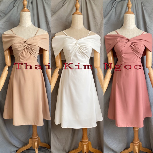 Đầm trắng dự tiệc xoè trễ vai xoắn ngực | BigBuy360 - bigbuy360.vn