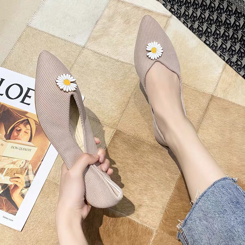 (S79) Giầy búp bê VÂN LEN TĂM tag hoa cúc (mã 2228) | BigBuy360 - bigbuy360.vn