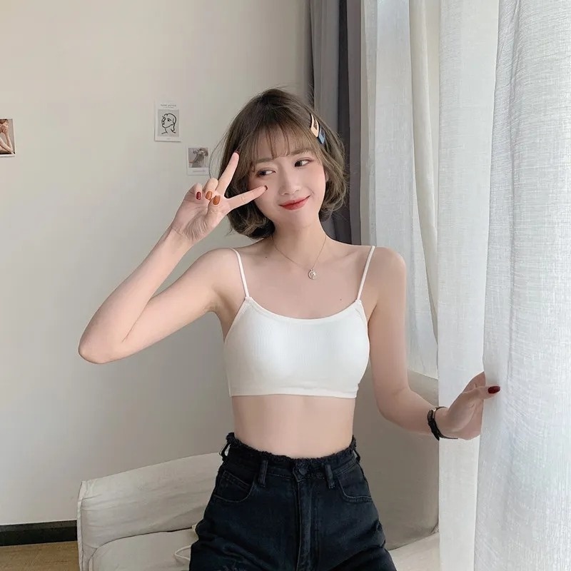 Áo Ngực Ống Dây Chéo Lưng Co Giãn Thoáng Khí Mềm Mại Có Miếng Đệm Ngực Tháo Rời Được Cho Nữ Tập Yoga