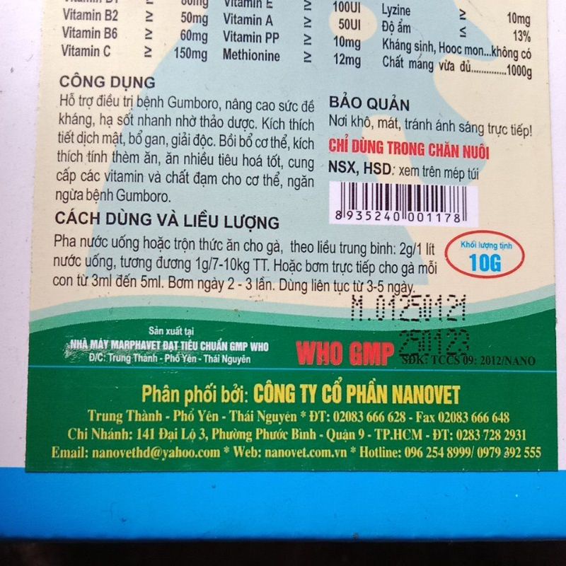 Anti gum multivit thú y ha sôt, giai đôc, tăng sức đề kháng, bổ gan thèm ăn, bồi bổ cơ thể gà chọi đá chim vịt ngan lợn
