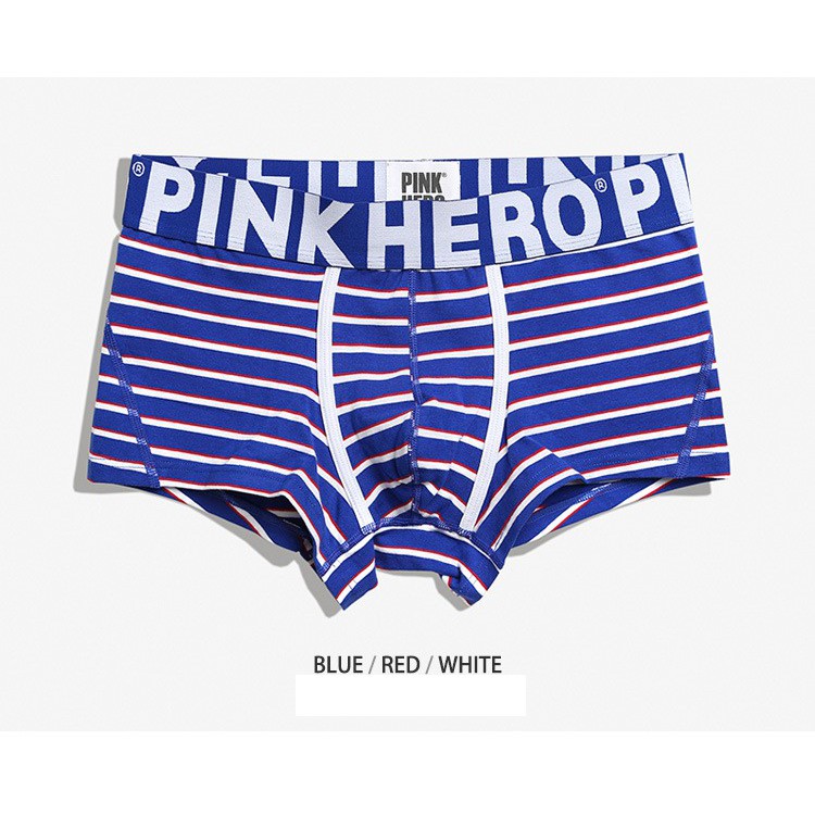 Quần lót nam cao cấp, quần lót nam boxer phối sọc Pink Hero LN0089