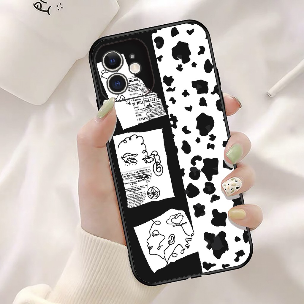 Ốp iphone lưng cứng bảo vệ cam hình bò sữa cực độc điện thoại 7 8 plus 6 6s x xs xr 11 pro max se2 12 mini 12 pro max