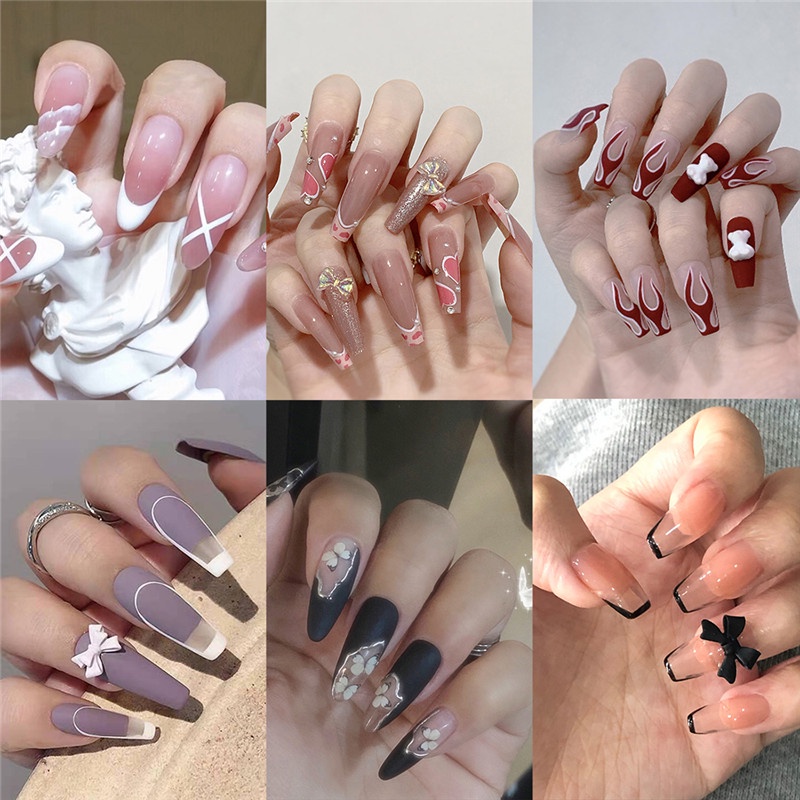 Bộ 24 móng tay giả trang trí nghệ thuật xinh xắn