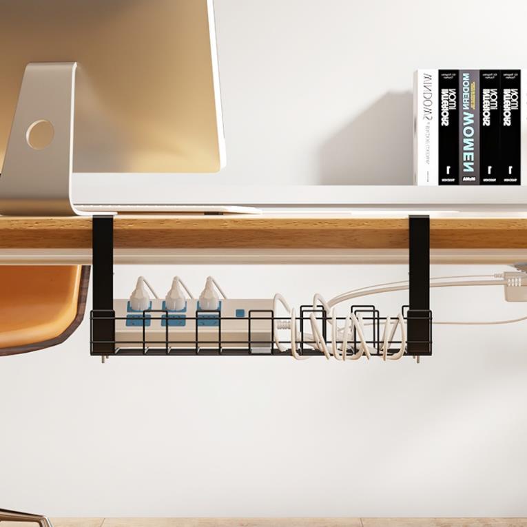 Giá treo đồ 33cm MILASO giá đựng đồ gắn đáy bàn làm việc, bàn học đựng đồ công nghệ, củ sạc đa năng HG-001411