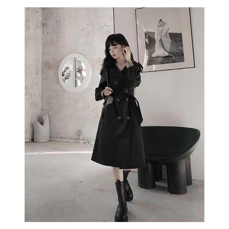 (ORDER ) Áo Mangto Dáng Dài Phối Caro | BigBuy360 - bigbuy360.vn