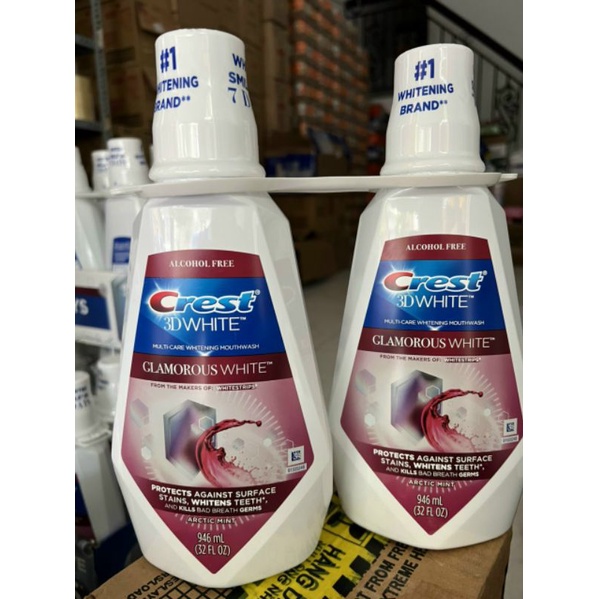 Nước súc miệng Crest 3D White Glamorous White – 946ml (1 chai)