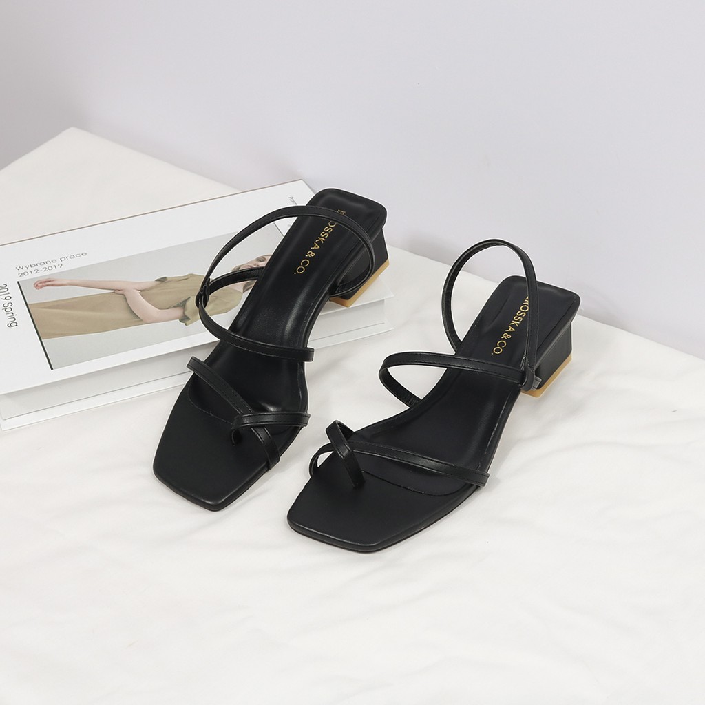 Sandal nữ xỏ ngón dây mảnh thời trang đế vuông cao câp 5cm thương hiệu Erosska _EB024