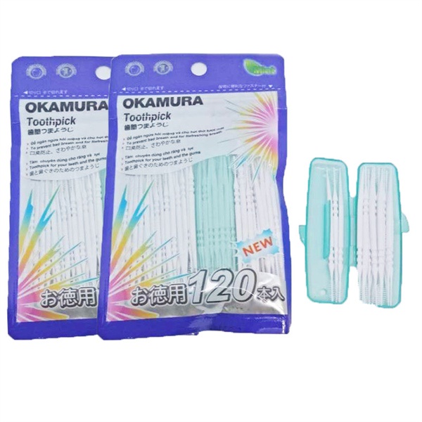 Tăm nhựa nha khoa Okamura nhật bản gói 120 chiếc