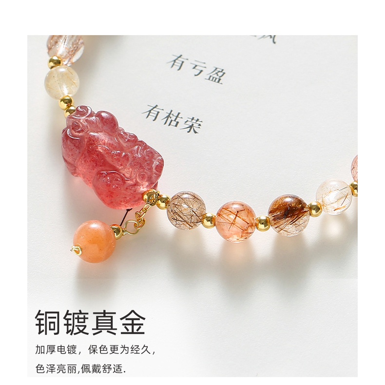 Hàng Mới Về [Hàng Mới Về] Vòng Tay Hạt Pha Lê Màu Dâu Tây Phong Cách ins Mới Cho Bạn