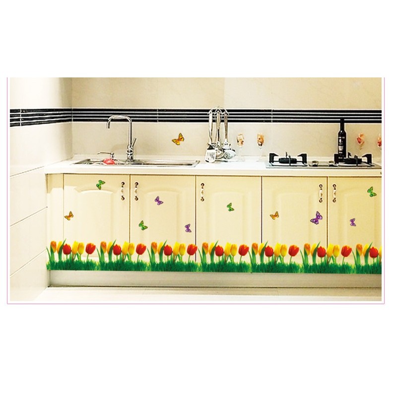 Decal dán chân tường [GIÁ SĨ] Hoa tulip - DCT008