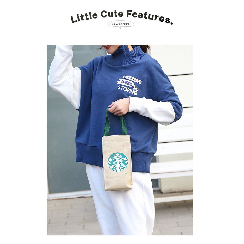 Túi vải canvas đựng bình nước in logo Starbucks tiện dụng