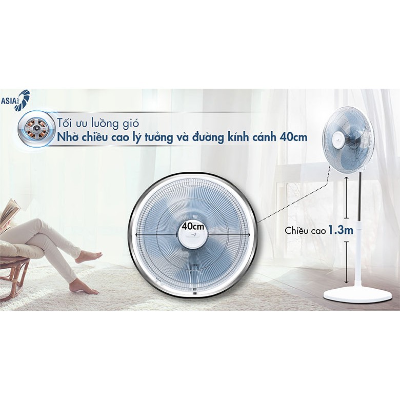 Quạt đứng Asia D16027- TV0 Trắng