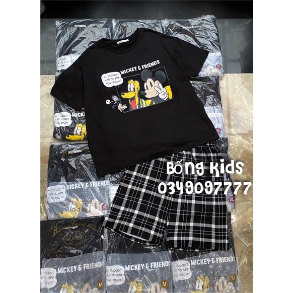 Bộ Mặc Nhà Nữ Phom Rộng Mickey&Friends Đen GUKOO(lỗi mốc hình in)
