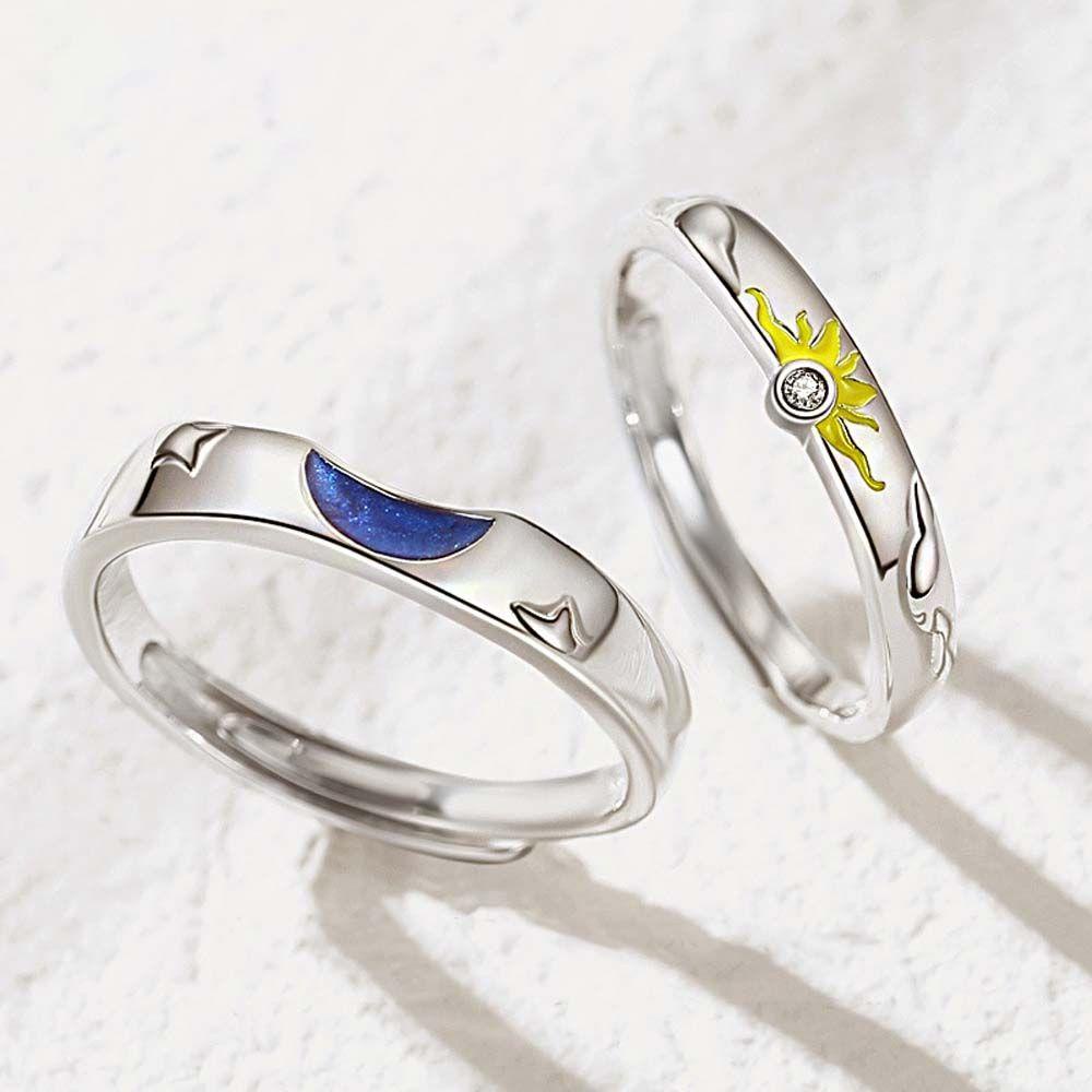 Nhẫn Cặp Hình Mặt Trăng Phong Cách Hàn Quốc Cổ Điển