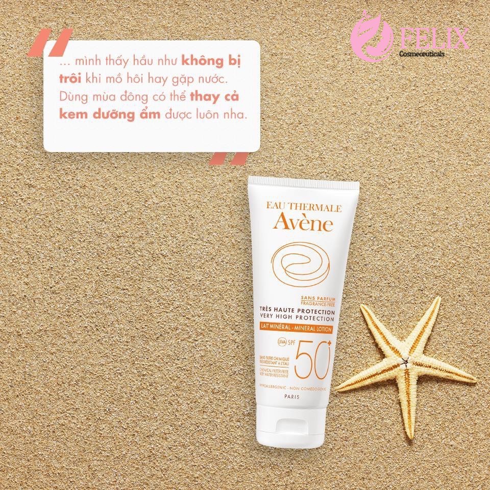 Kem chống nắng SPF 50+ cho da nhạy cảm Avene Very High Protection Mineral Lotion 50+ 50ml Pháp