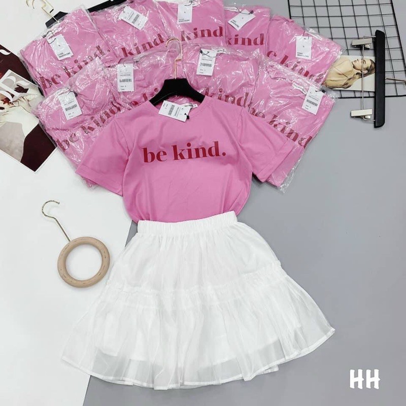 BÁN SỈ SET ÁO COTTON MÀU HỒNG BE KIND CHÂN VÁY TƠ TRẮNG