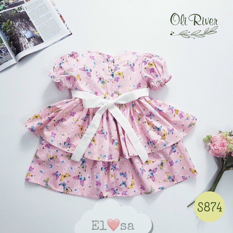 VÁY - ĐẦM TIỂU THƯ CÁNH BƯỚM HÈ 2 TẦNG CHO BÉ GÁI