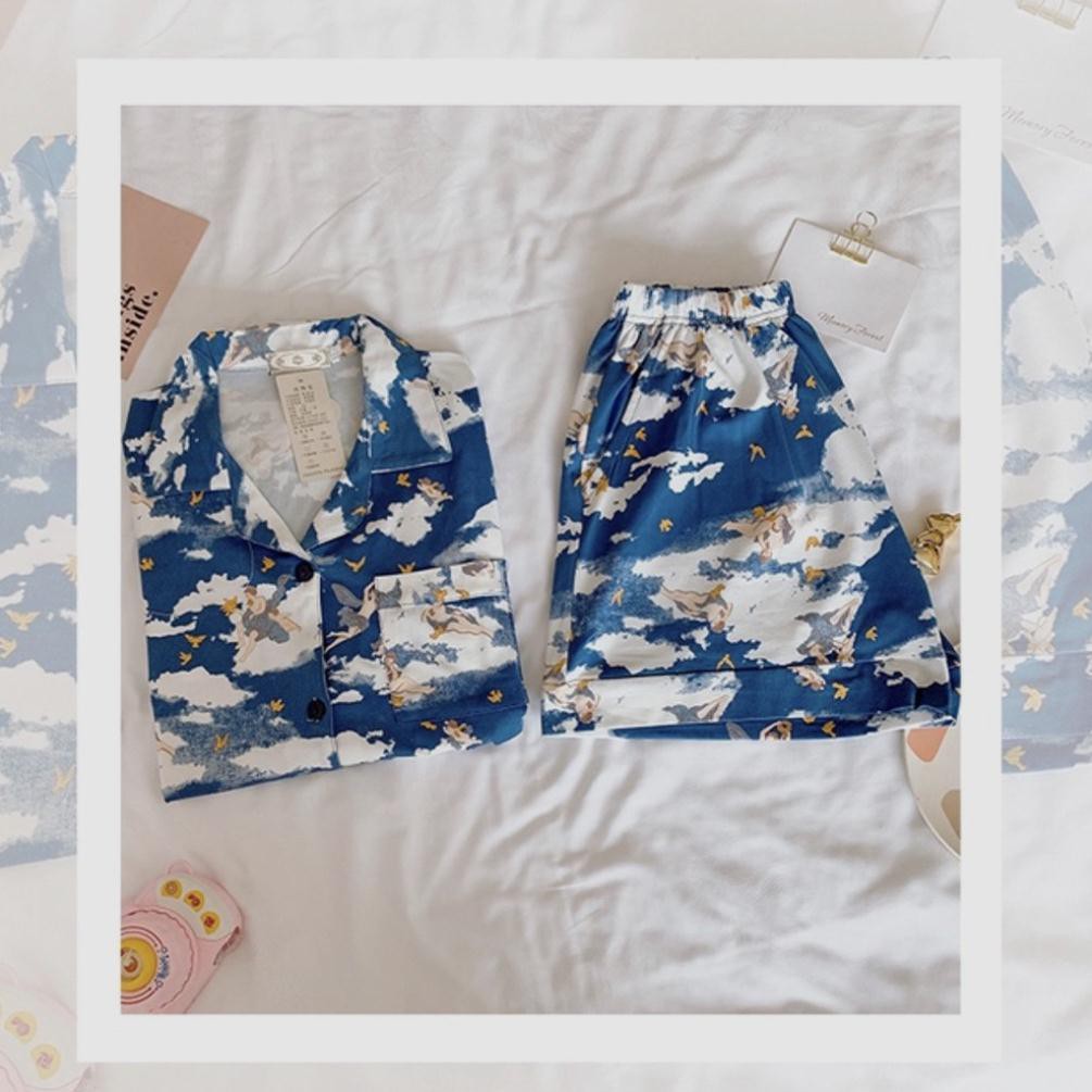 Quần áo ngủ,  Bộ ngủ pijama đám mây xanh ngắn tay | BigBuy360 - bigbuy360.vn