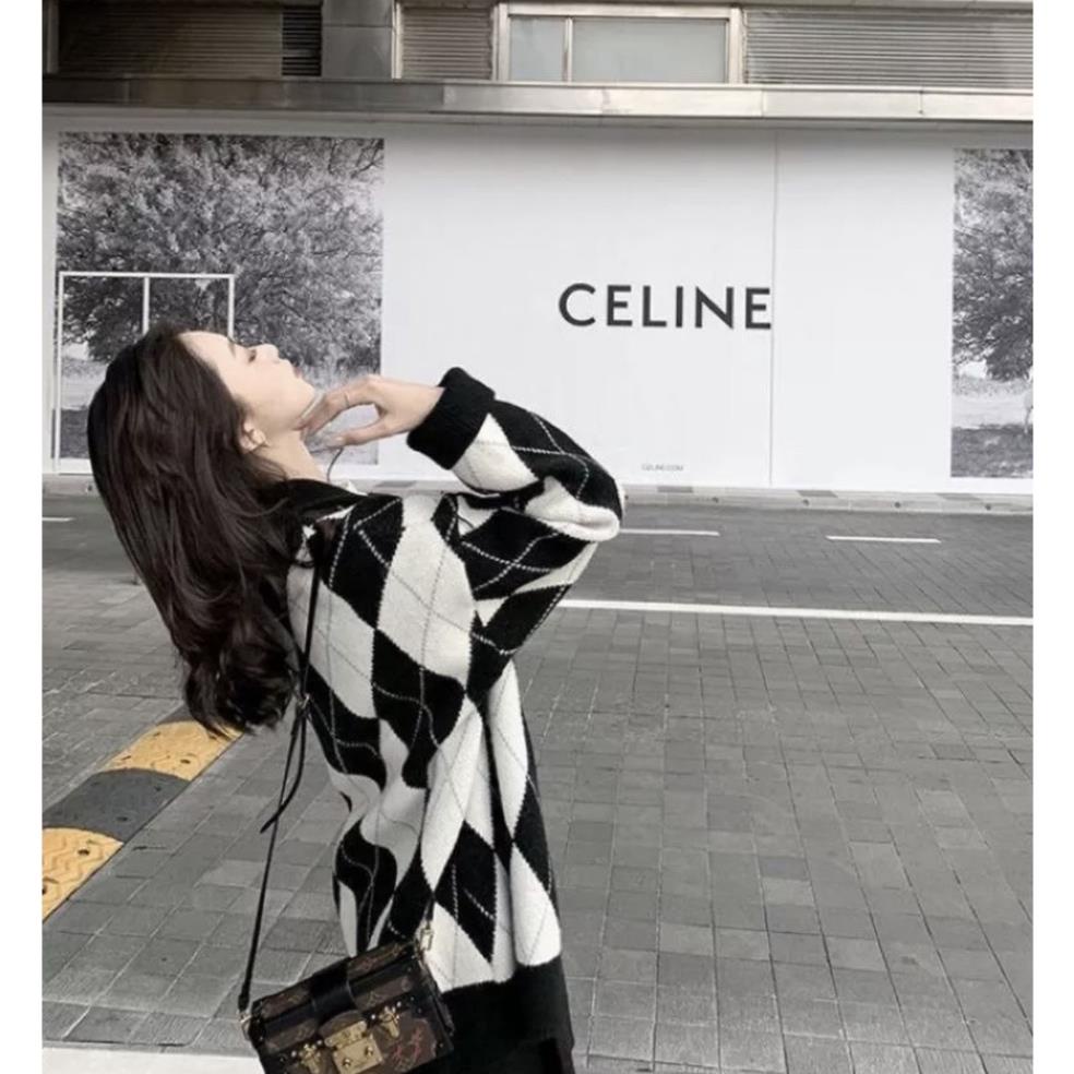 Áo khoác len cardigan lông thỏ hàng cao cấp,  hoạ tiết kim cương áo khoác len phong cách Hàn Quốc / shop hường khểnh
