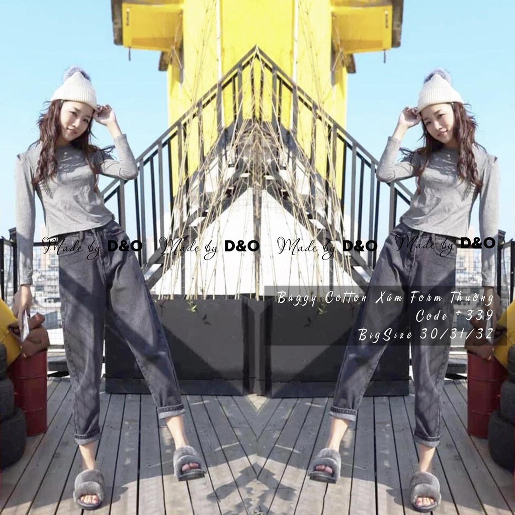 Quần Jeans Baggy QJ001 BIGSIZE MÀU XÁM - LƯNG CAO - FORM TO DÀI - TRƠN - Không Giãn  [TIEMDOJEAN]