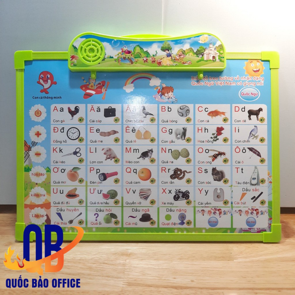 Bảng đọc chữ cái Điện Tử thông minh đa năng 4 tờ cho bé - Quốc Bảo Office